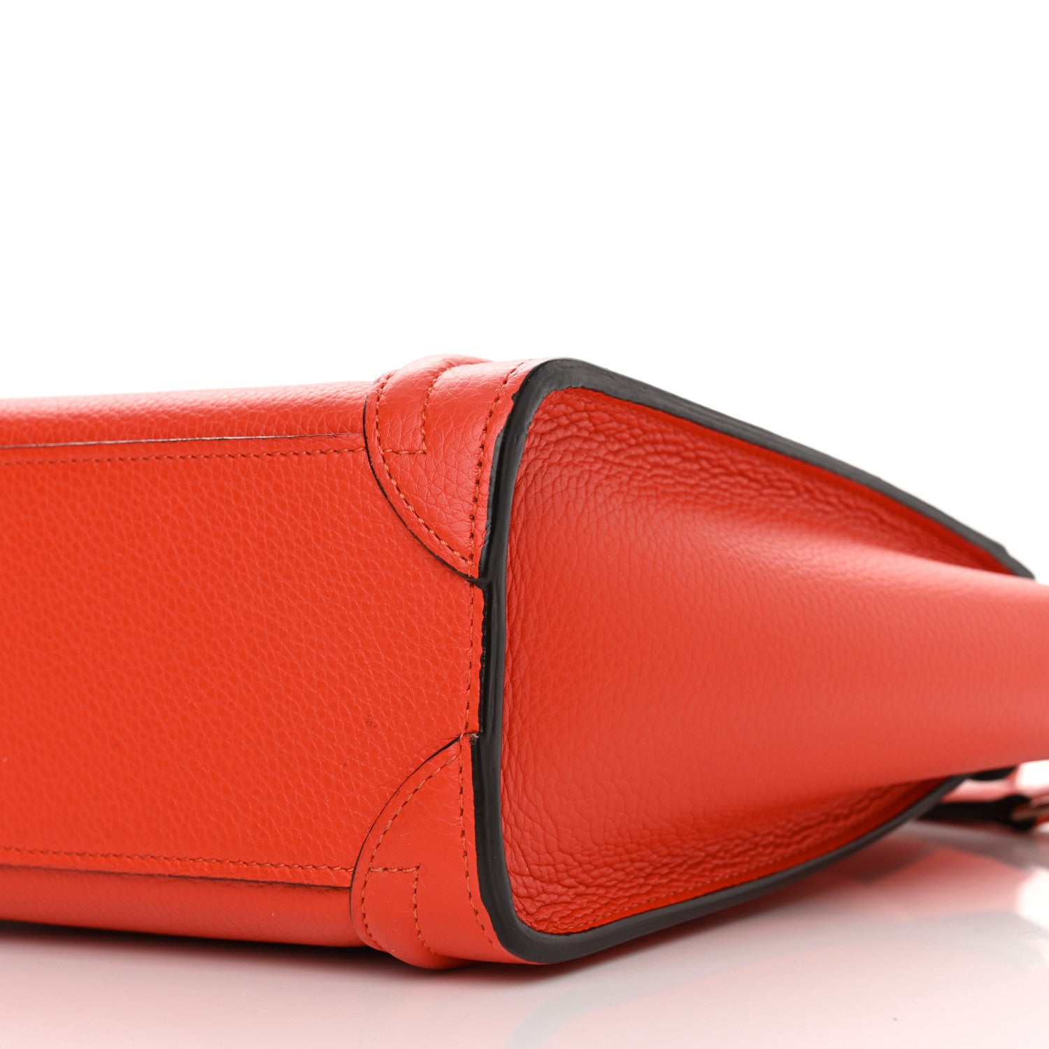 Celine Drummed Calfskin Nano Luggage Vermillion 9 of 15