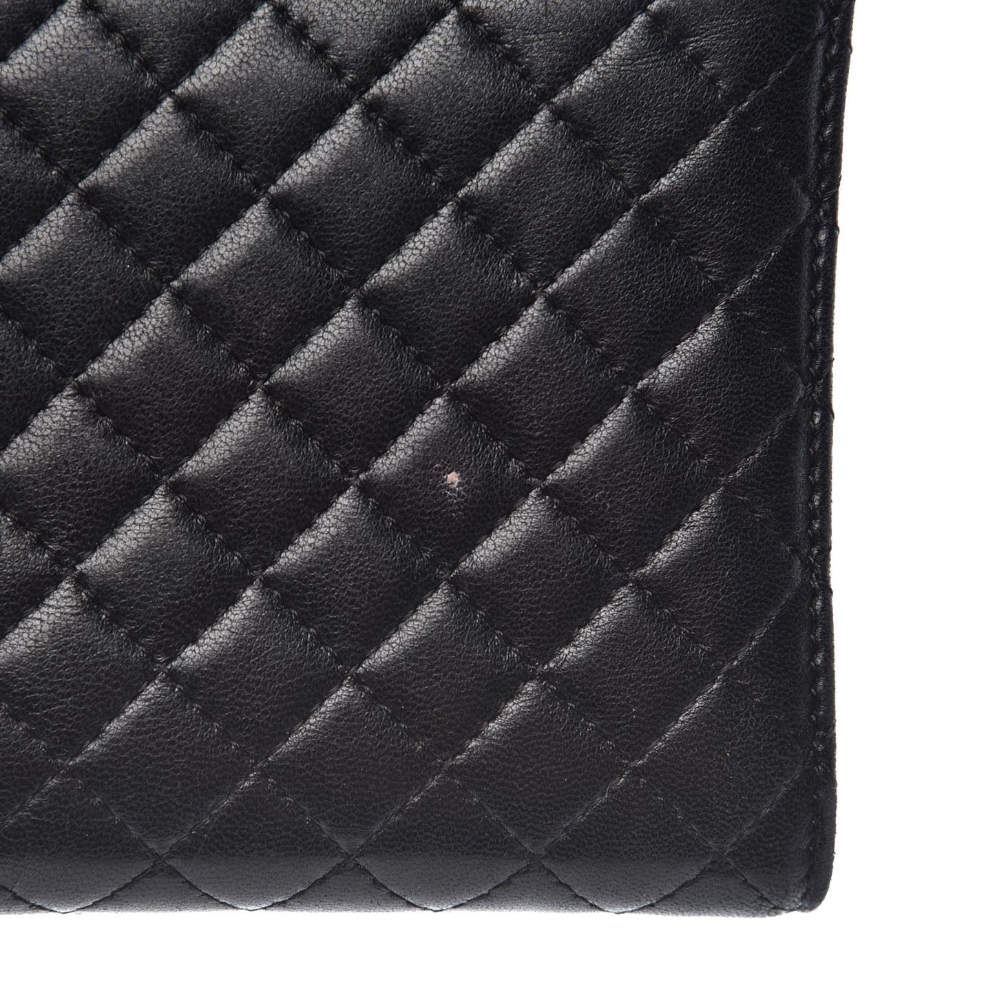 Lambskin Micro Quilted Tri-Fold Wallet Black