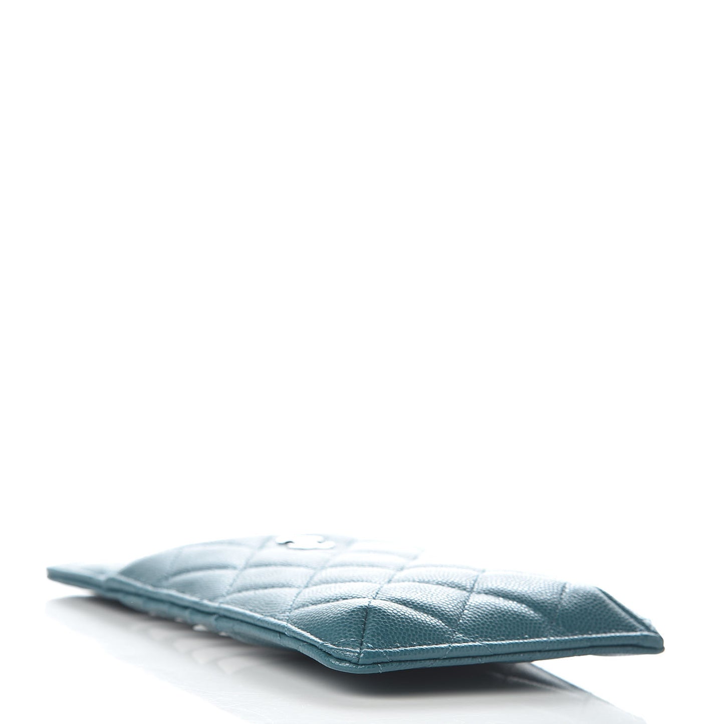 Caviar Quilted Classic Flat Wallet Pouch Dark Turquoise