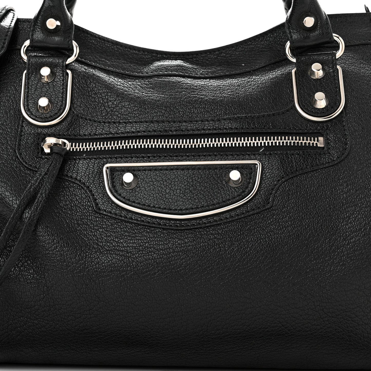 Chevre Silver Metallic Edge Hardware City Black