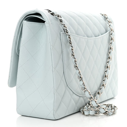 Chanel Caviar Quilted Maxi Double Flap Light Blue 3 of 11