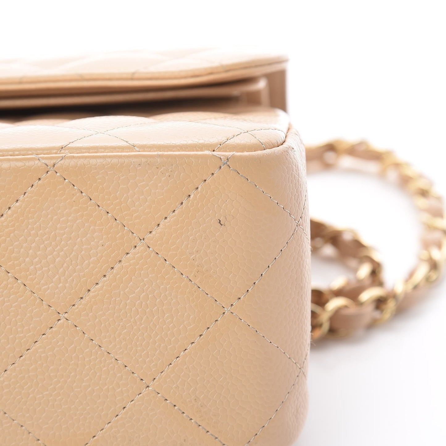Caviar Quilted Jumbo Double Flap Beige