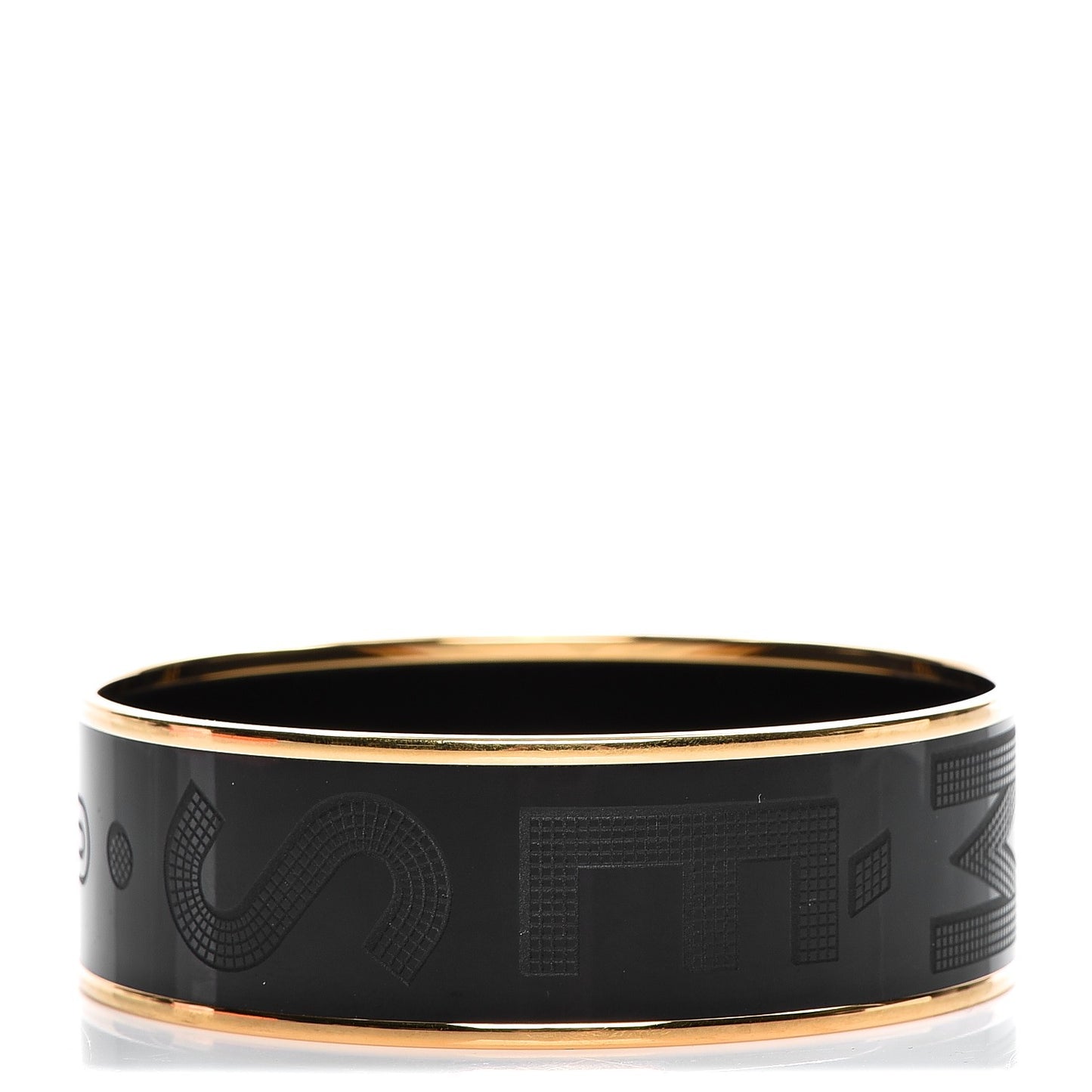 Enamel Wide Printed Sellier Bracelet 70 Black