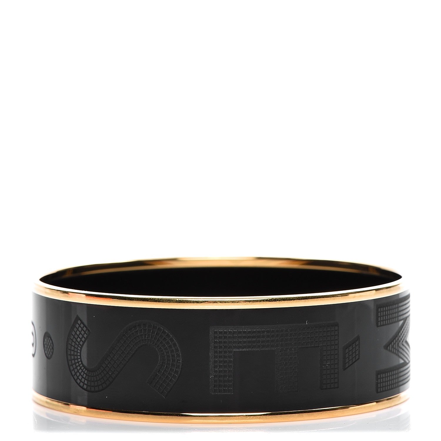 Hermes Enamel Wide Printed Sellier Bracelet 70 Black 1 of 6