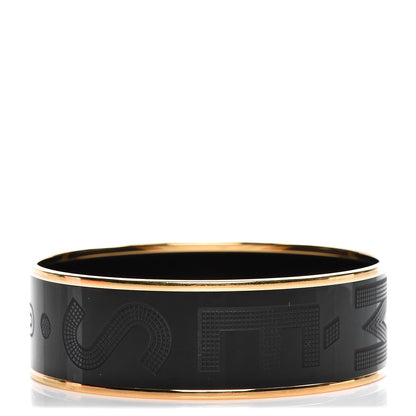 Hermes Enamel Wide Printed Sellier Bracelet 70 Black 1 of 6