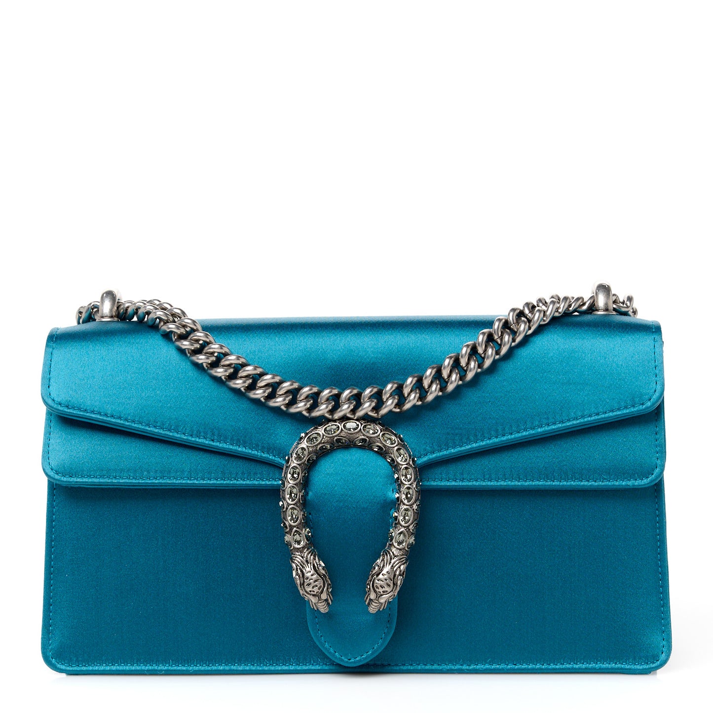 Satin Silk Crystal Small Dionysus Shoulder Bag Turchese Black Diamond