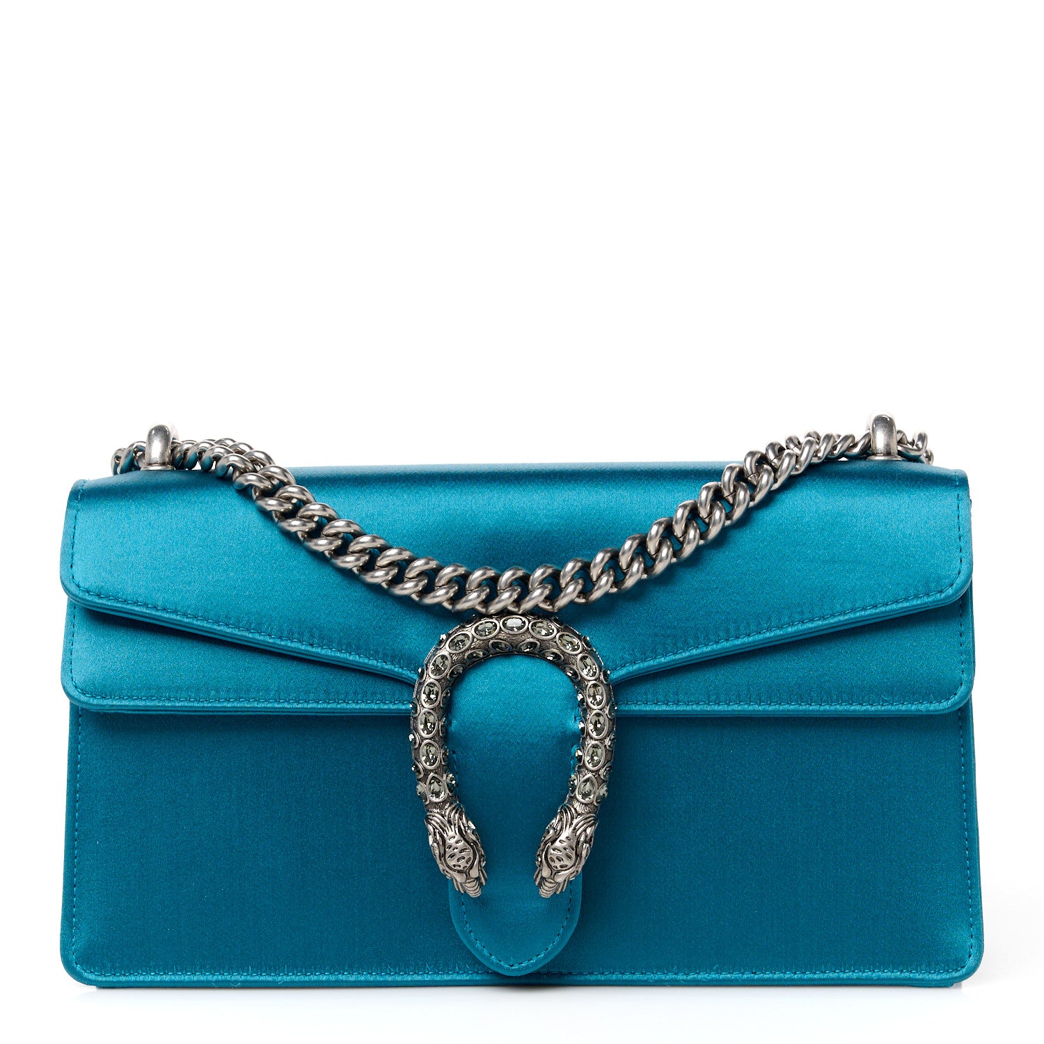 Gucci Satin Silk Crystal Small Dionysus Shoulder Bag Turchese Black Diamond 1 of 13