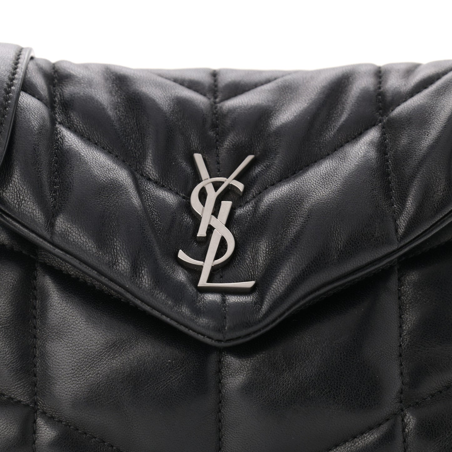 Lambskin Quilted Toy Loulou Puffer Monogram Chain Satchel Black