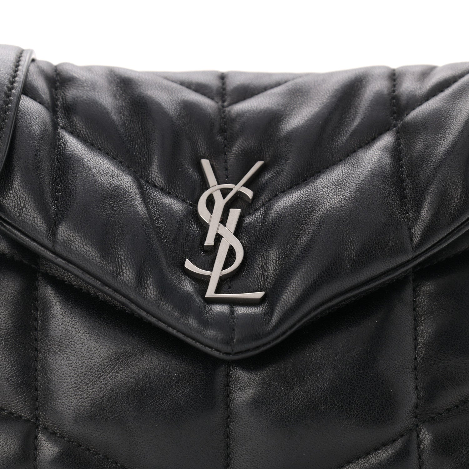 Saint Laurent Lambskin Quilted Toy Loulou Puffer Monogram Chain Satchel Black 8 of 10