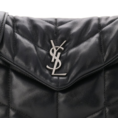Saint Laurent Lambskin Quilted Toy Loulou Puffer Monogram Chain Satchel Black 8 of 10