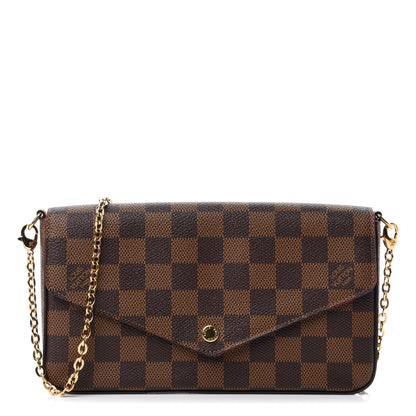 Louis Vuitton Damier Ebene Pochette Felicie Chain Wallet 1 of 8