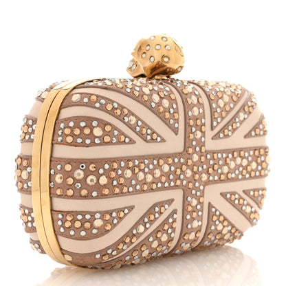 Alexander McQueen Suede Studded Britannia Skull Box Clutch Beige 3 of 10