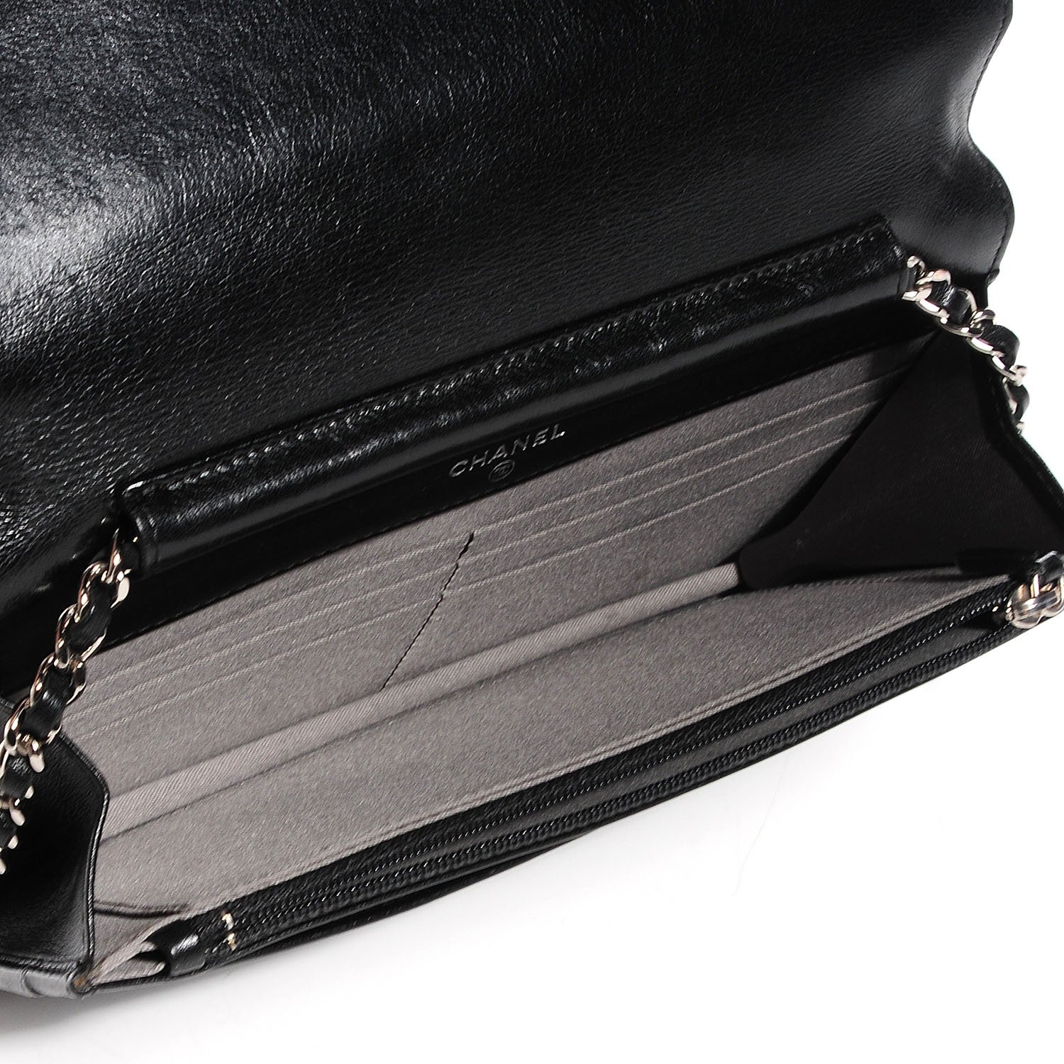 Chanel Lambskin Studded CC Wallet On Chain WOC Black 5 of 8