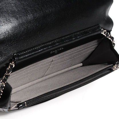 Chanel Lambskin Studded CC Wallet On Chain WOC Black 5 of 8