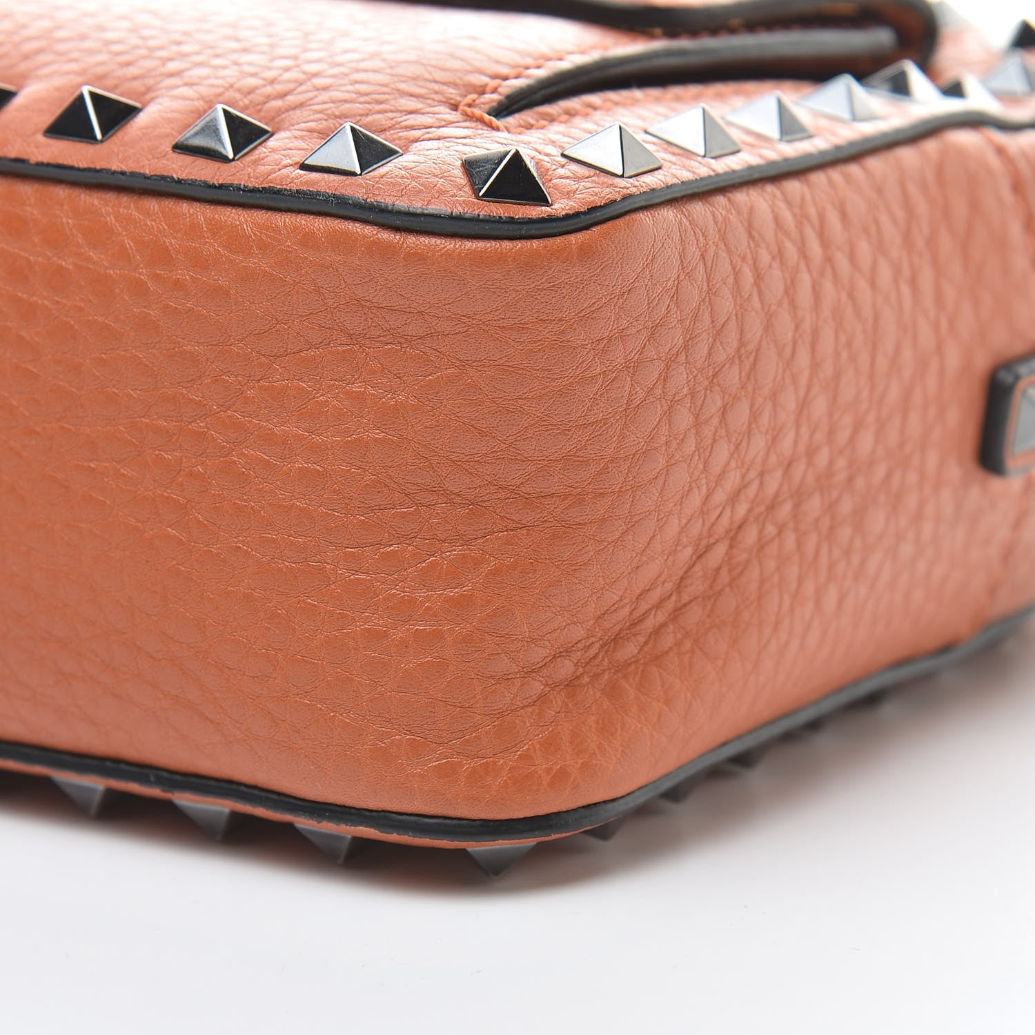 Valentino Garavani Pebbled Calfskin Rockstud Flap Pocket Camera Crossbody Bag Orange 10 of 13
