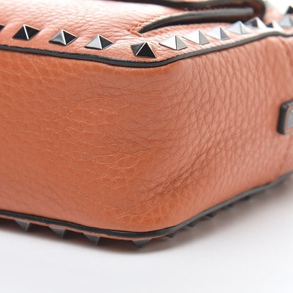 Valentino Garavani Pebbled Calfskin Rockstud Flap Pocket Camera Crossbody Bag Orange 10 of 13