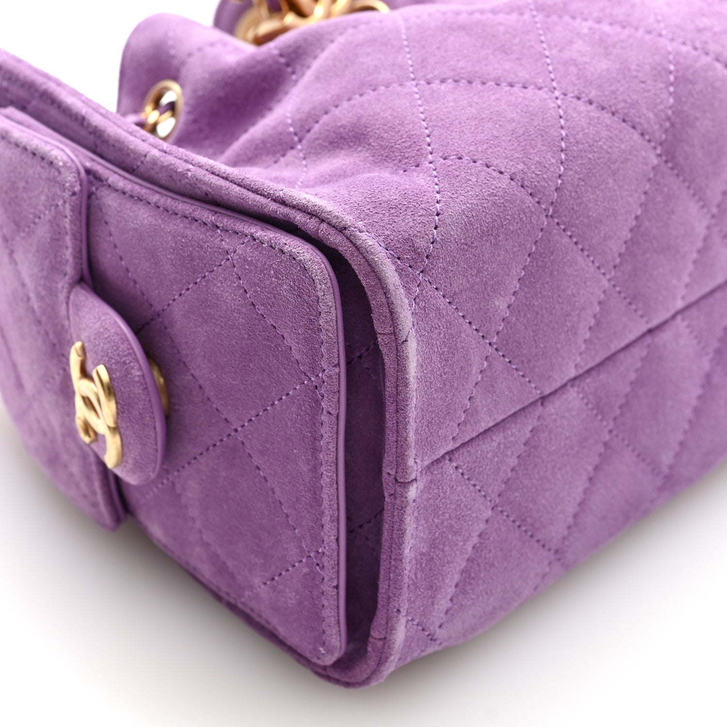 Chanel Suede Quilted Mini Chanel 25 Handbag Purple 9 of 10
