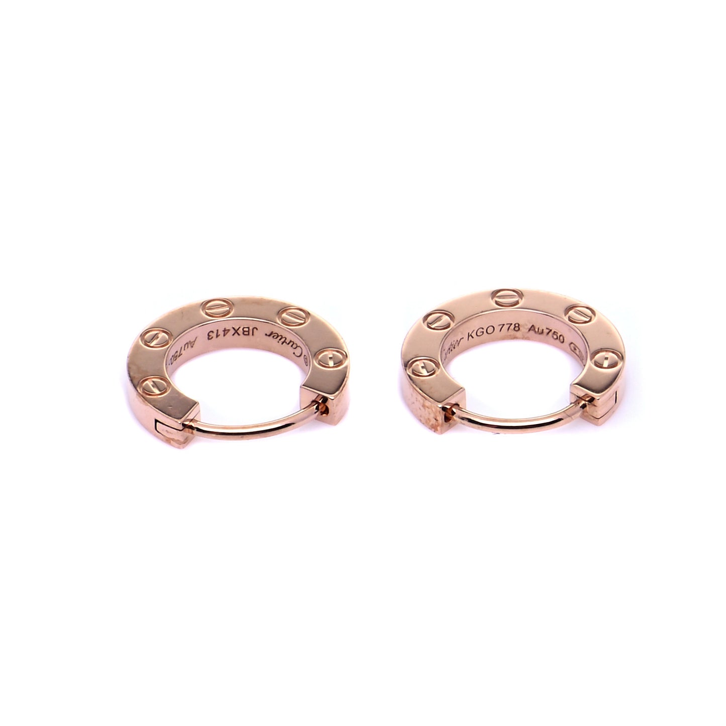 18K Pink Gold LOVE Hoop Earrings