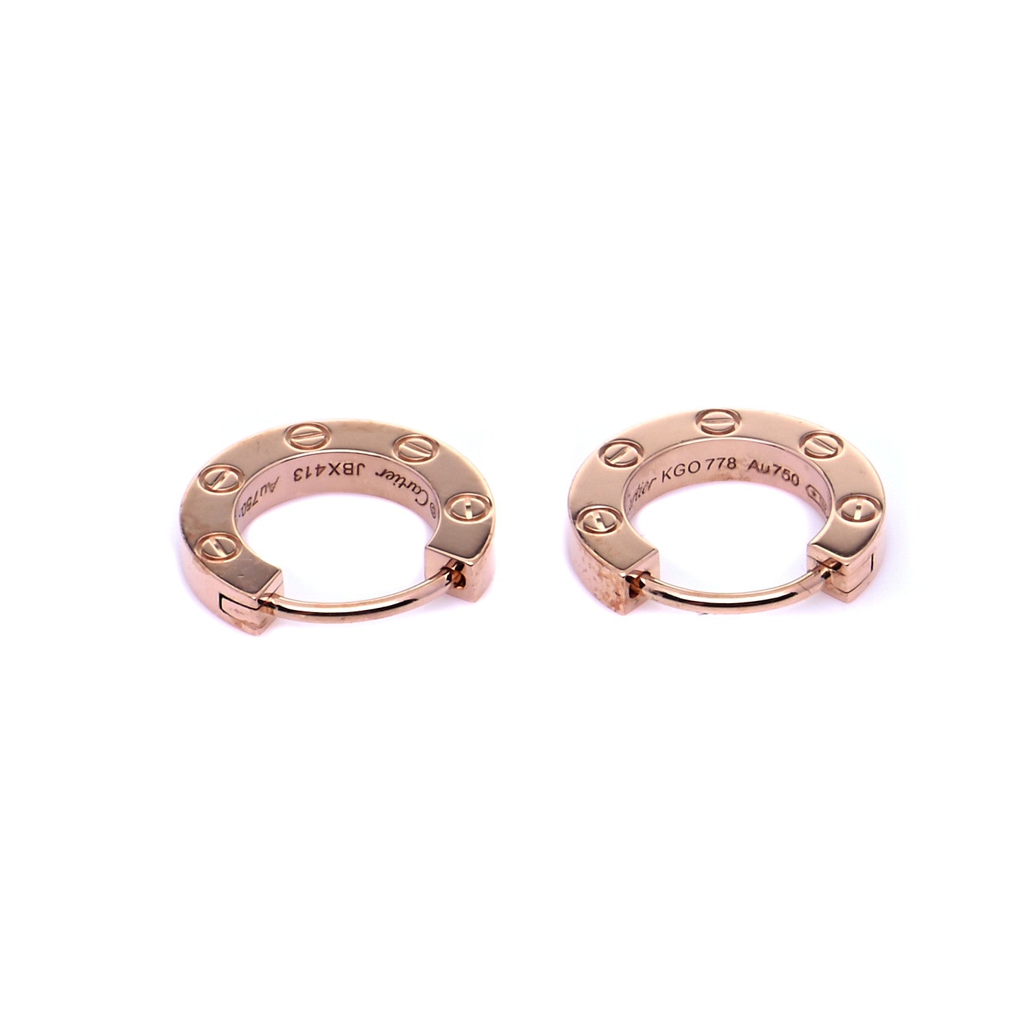 Cartier 18K Pink Gold LOVE Hoop Earrings 7 of 8