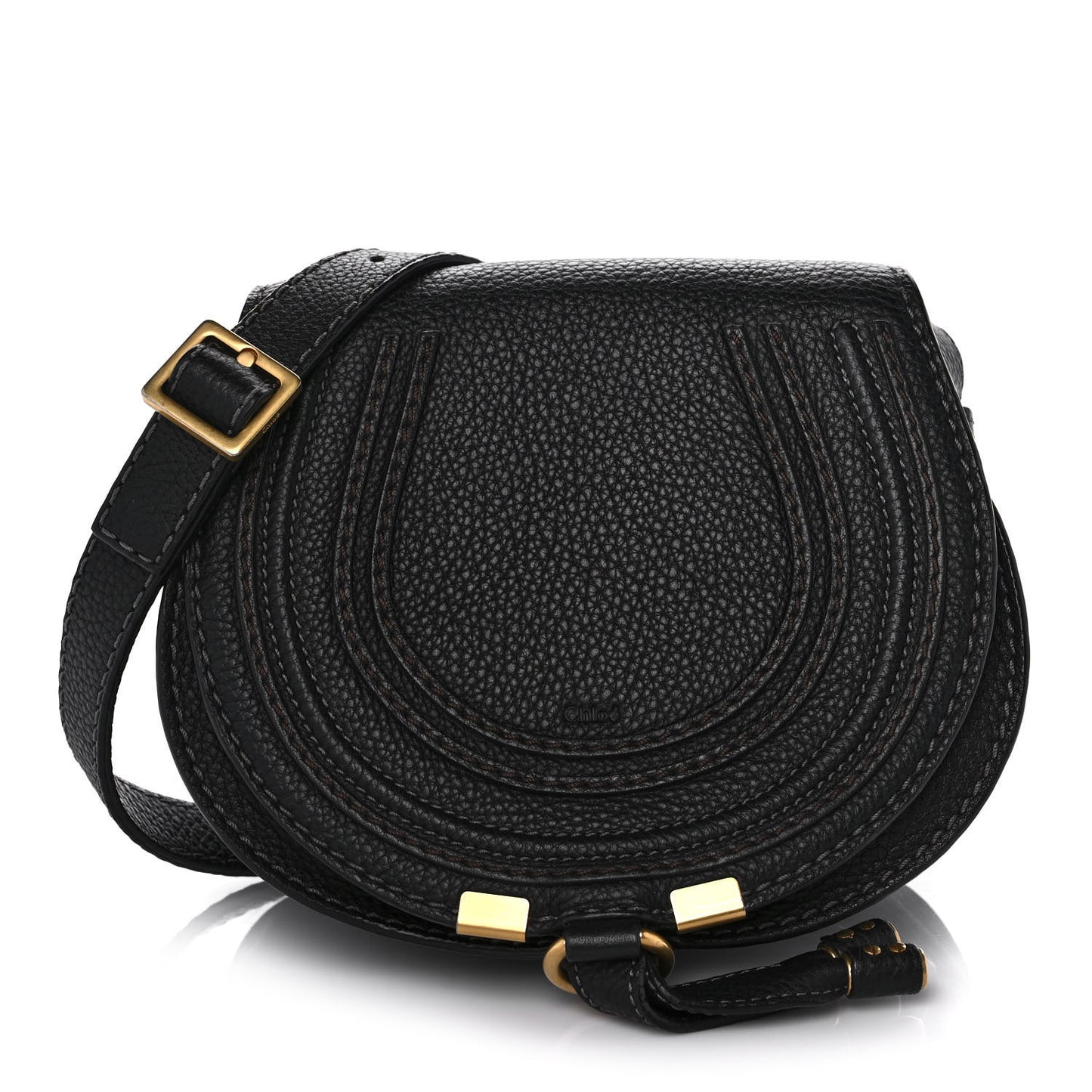 Calfskin Mini Marcie Round Crossbody Bag Black