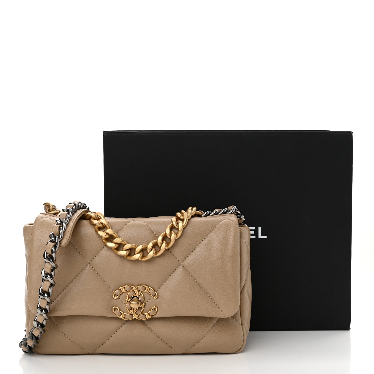 Chanel Lambskin Quilted Medium Chanel 19 Flap Dark Beige 11 of 11