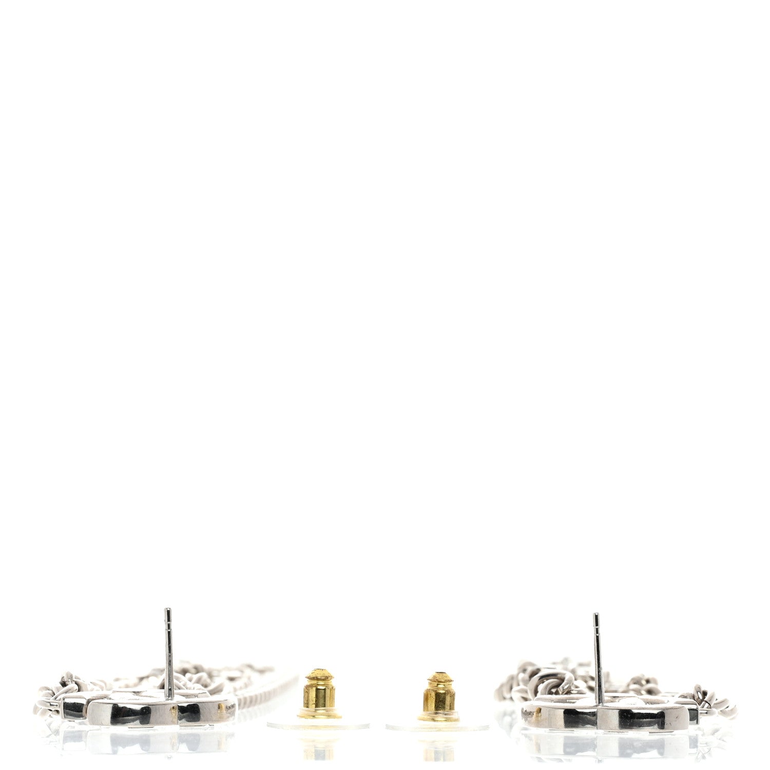Chanel Crystal Baguette CC Chain Drop Earrings Silver 3 of 5