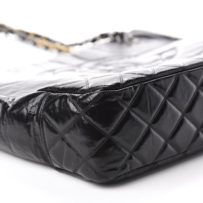 Chanel Shiny Aged Calfskin Quilted Small Shopping Bag Black 6 of 11