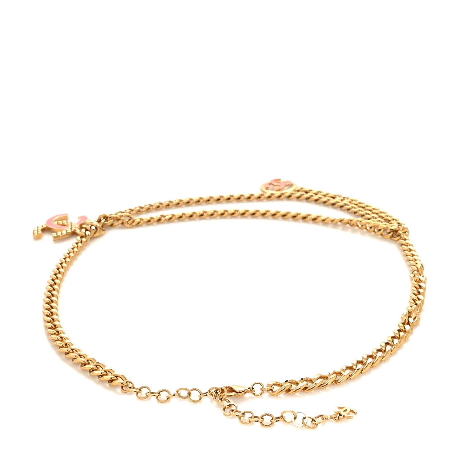 Chanel Resin CC Quilted Chain Belt Gold Pink 2 of 4