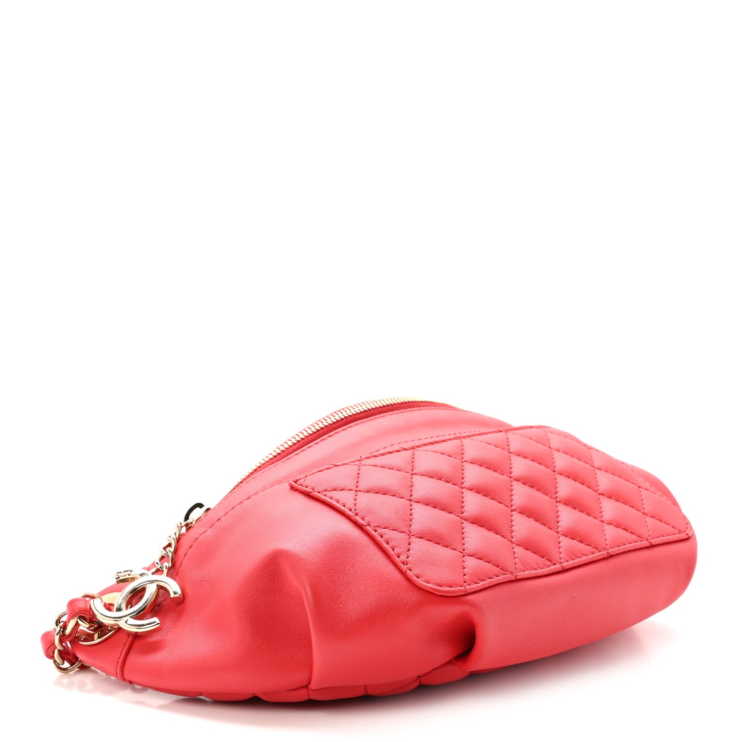 Chanel Lambskin Quilted Waist Bag Fanny Pack Red 4 of 10