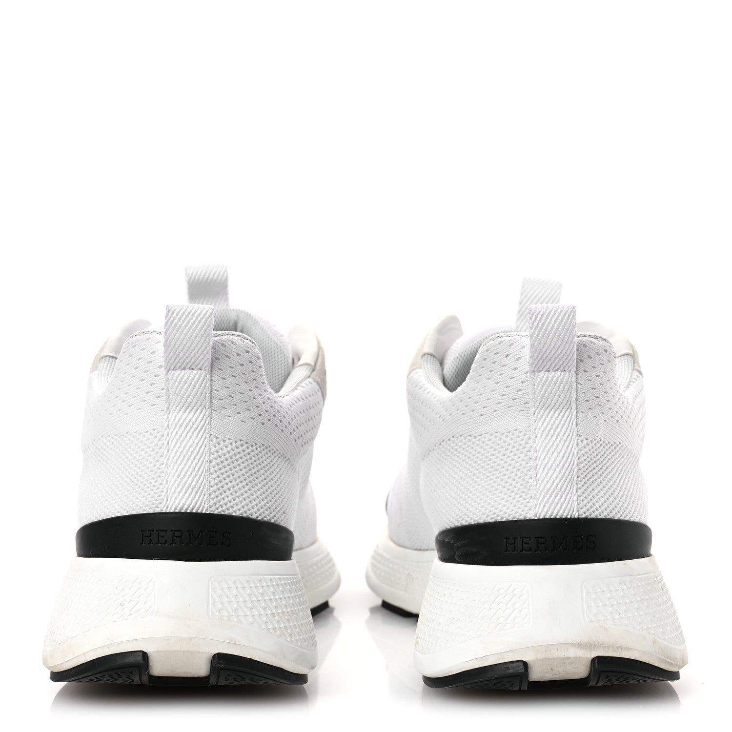 Hermes Technical Knit Suede Heros Sneakers 37.5 White 6 of 15