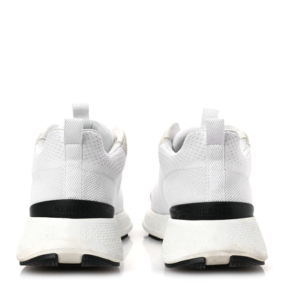 Hermes Technical Knit Suede Heros Sneakers 37.5 White 6 of 15