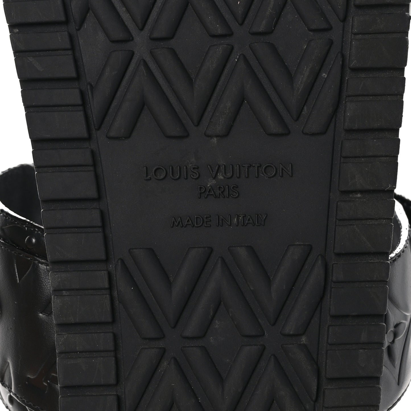 Lambskin Embossed Monogram Bom Dia Flat Mule Sandals 38.5 Black