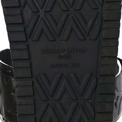 Louis Vuitton Lambskin Embossed Monogram Bom Dia Flat Mule Sandals 38.5 Black 8 of 9