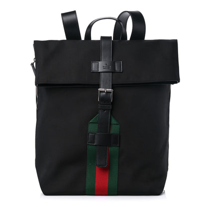 Gucci Techno Canvas Web Single Buckle Backpack Black 1 of 8