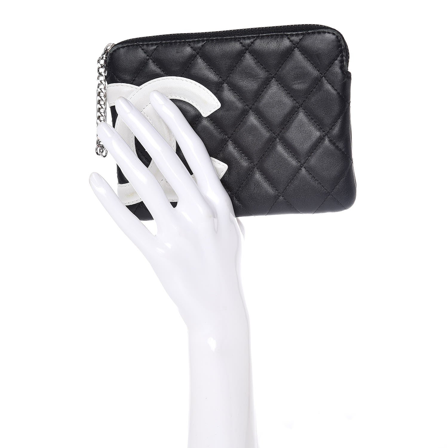 Chanel Calfskin Quilted Cambon Cosmetic Pouch Black White 2 of 12