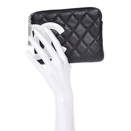 Chanel Calfskin Quilted Cambon Cosmetic Pouch Black White 2 of 12