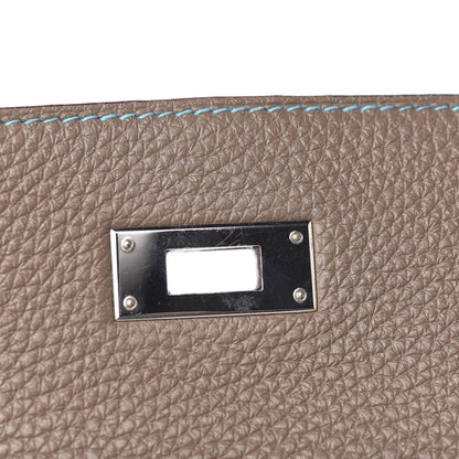 Hermes Togo Kelly Retourne Eclat 35 Etoupe Bleu Azteque 29 of 38