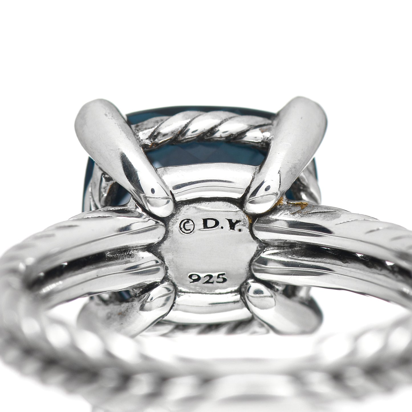 Sterling Silver Diamond Hampton Blue Topaz 11mm Chatelaine Ring 55 7.25