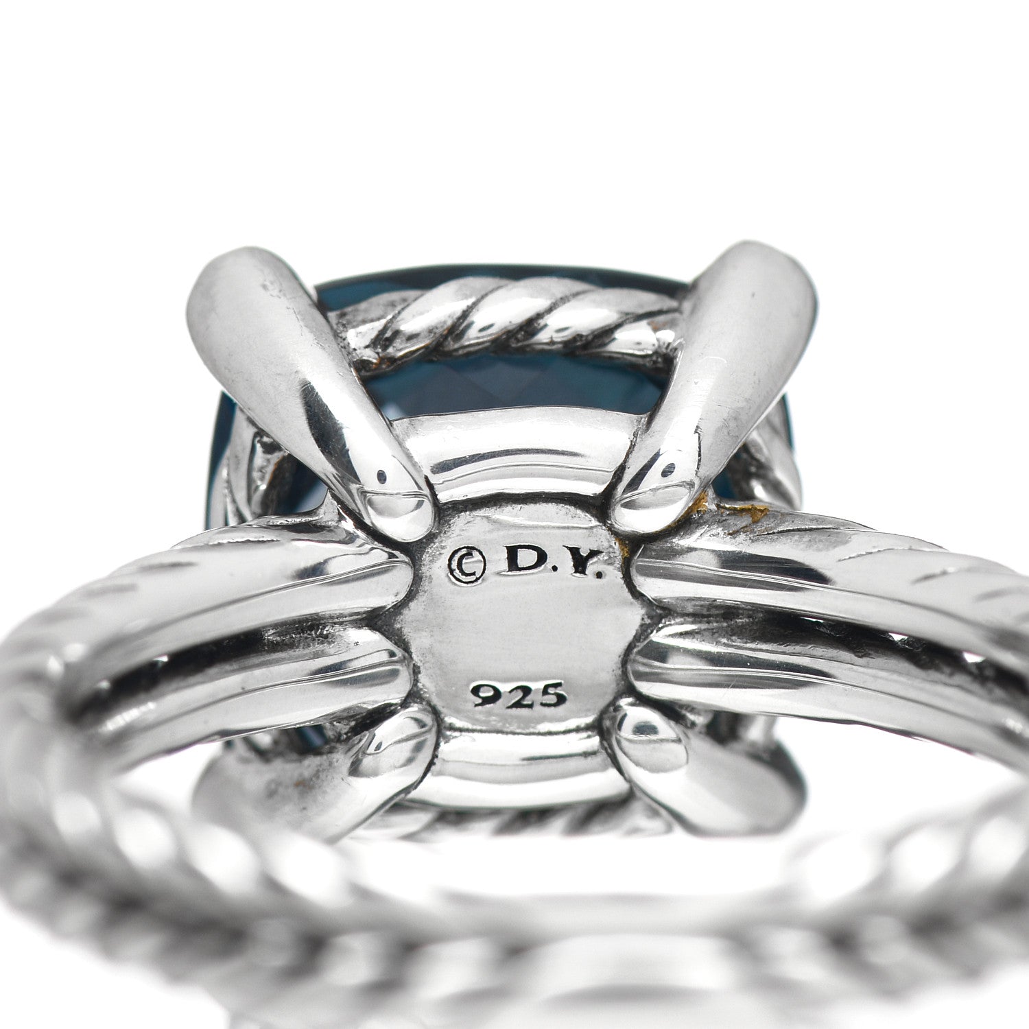 David Yurman Sterling Silver Diamond Hampton Blue Topaz 11mm Chatelaine Ring 55 7.25 5 of 5