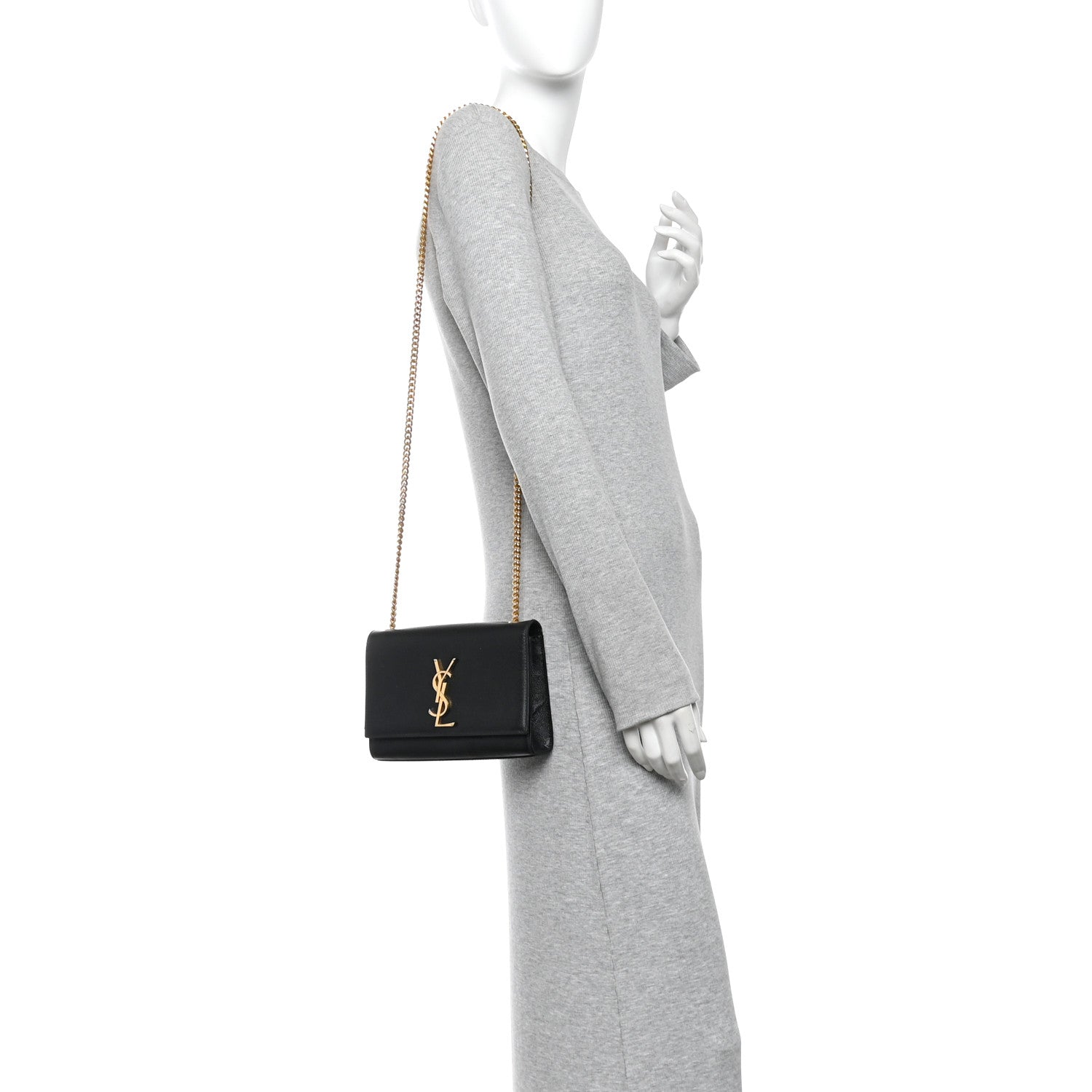 Saint Laurent Grain De Poudre Small Monogram Kate Satchel Black 2 of 10