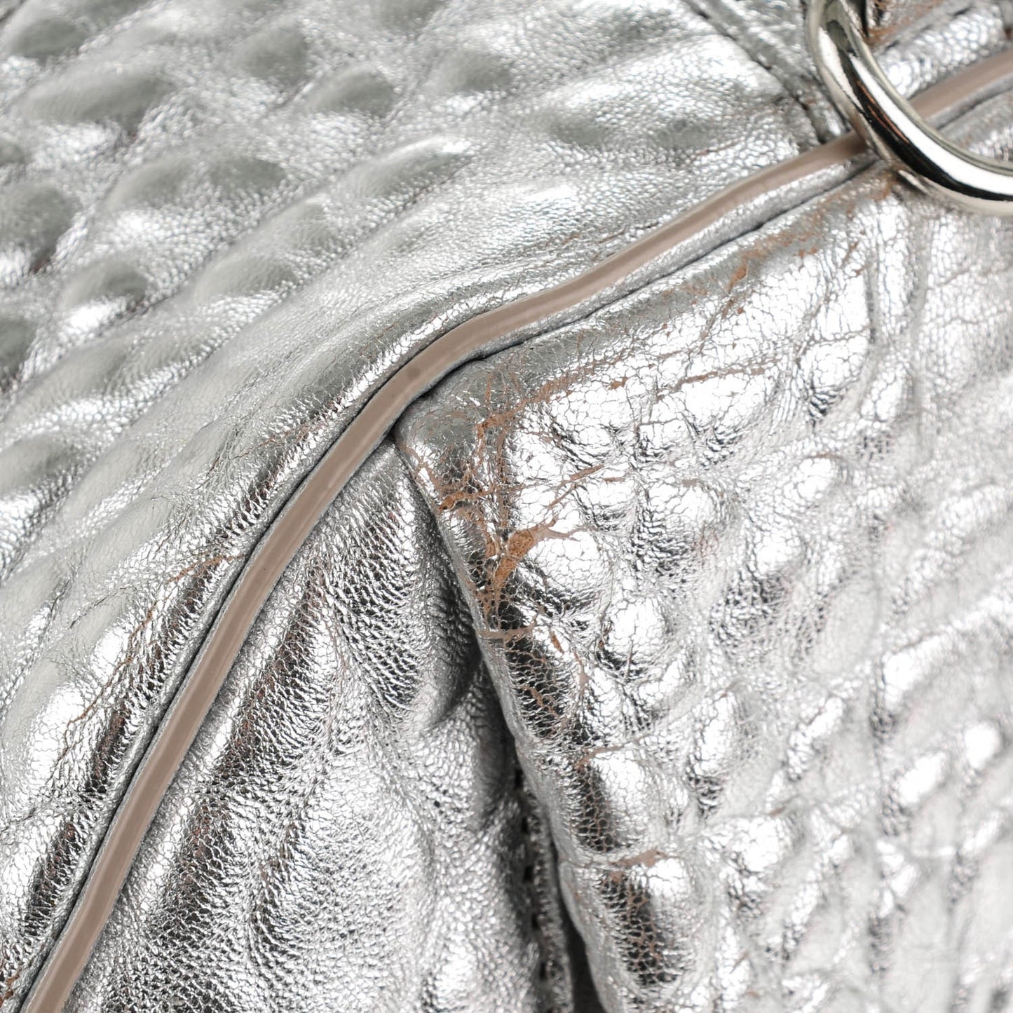 Metallic Pebbled Lambskin Rocco Rhodium Hardware