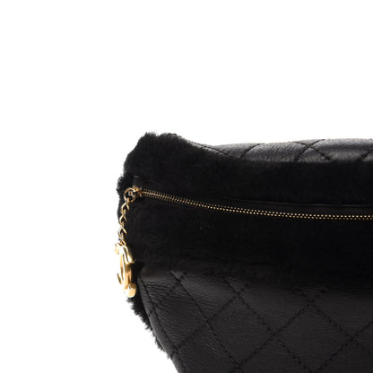 Chanel Calfskin Fur Quilted Waist Bag Fanny Pack Black 11 of 11