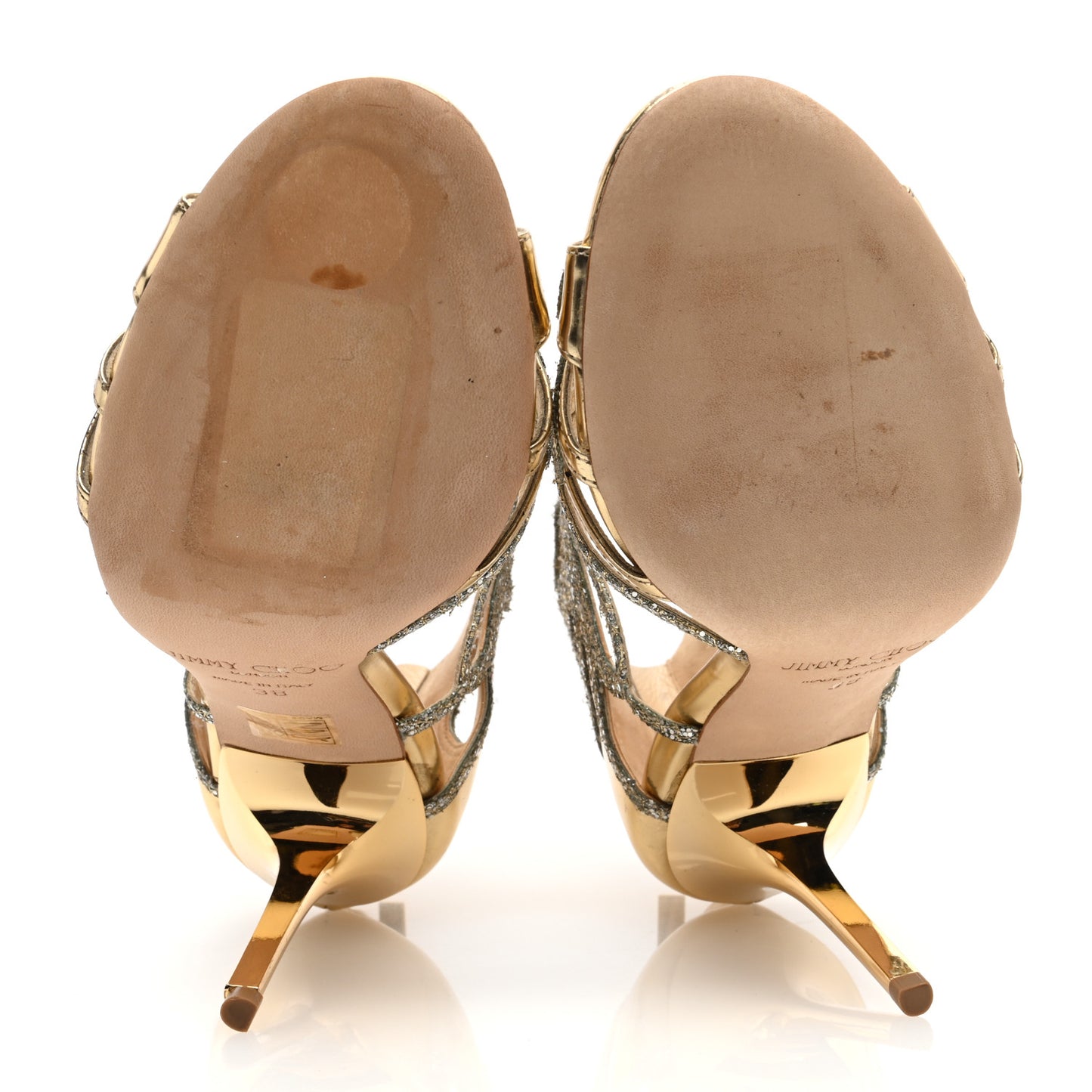 Coarse Glitter Fab Pumps 38 Gold Champange