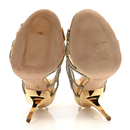 Jimmy Choo Coarse Glitter Fab Pumps 38 Gold Champange 5 of 8