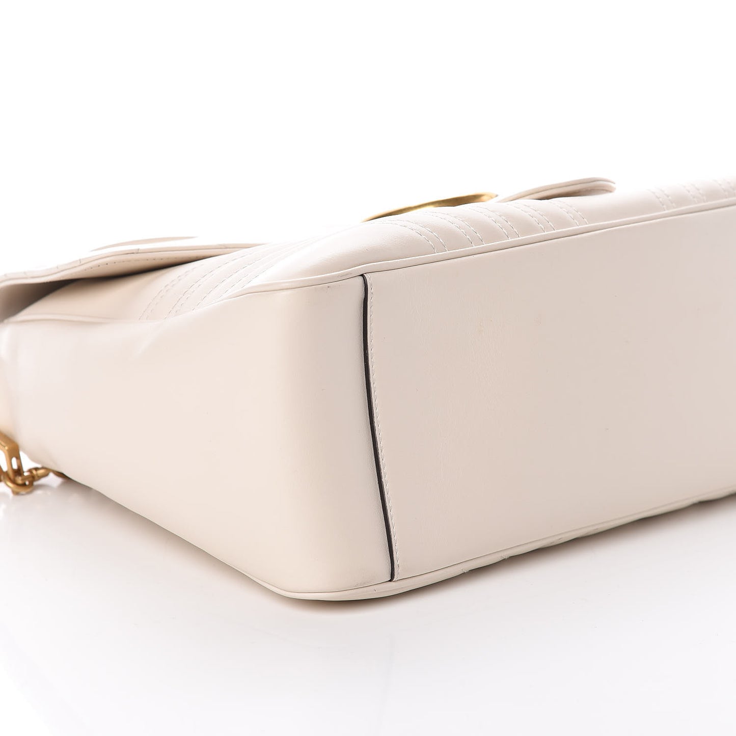 Calfskin Matelasse Medium GG Marmont Top Handle Shoulder Bag Mystic White