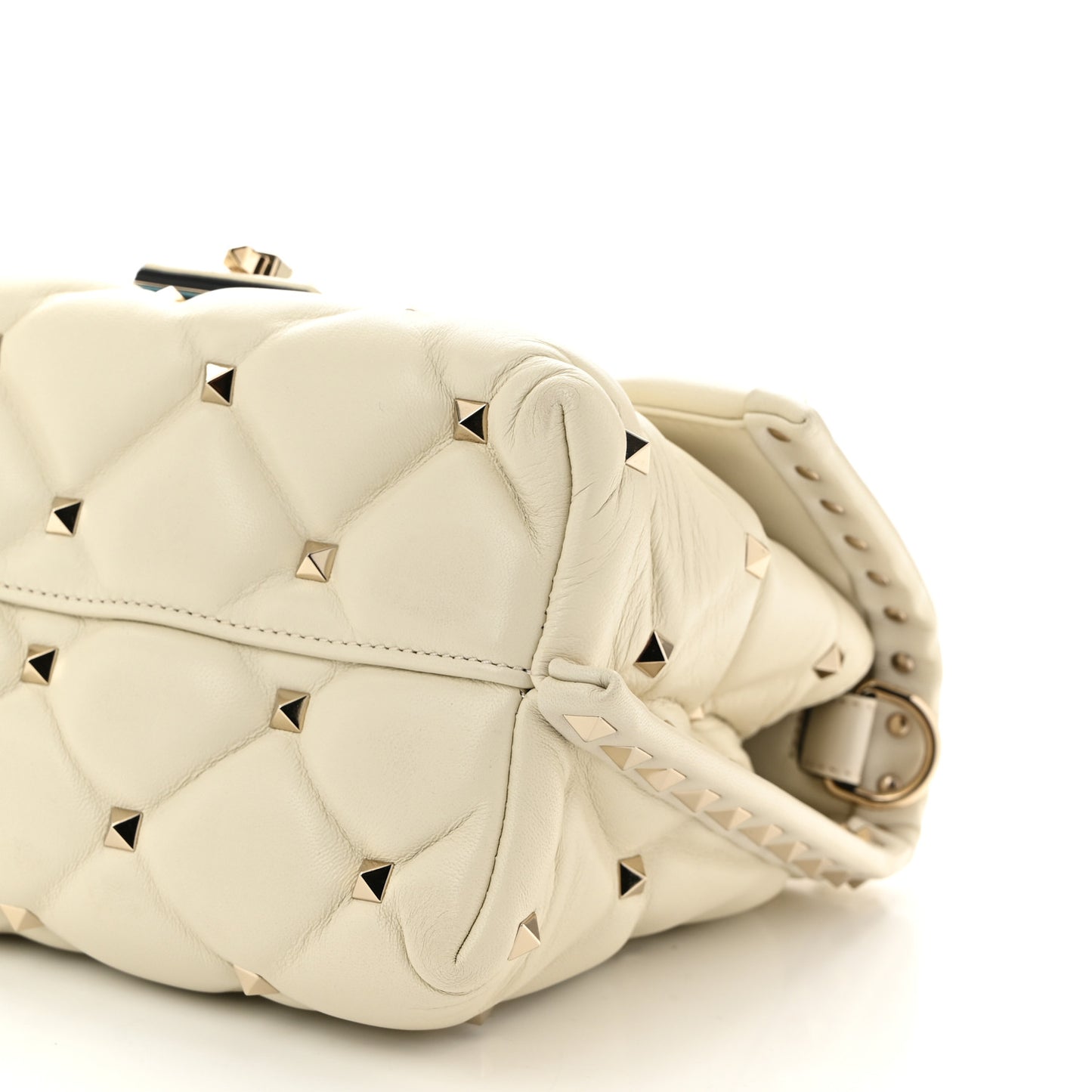 Nappa Medium Candystud Top Handle Bag Light Ivory