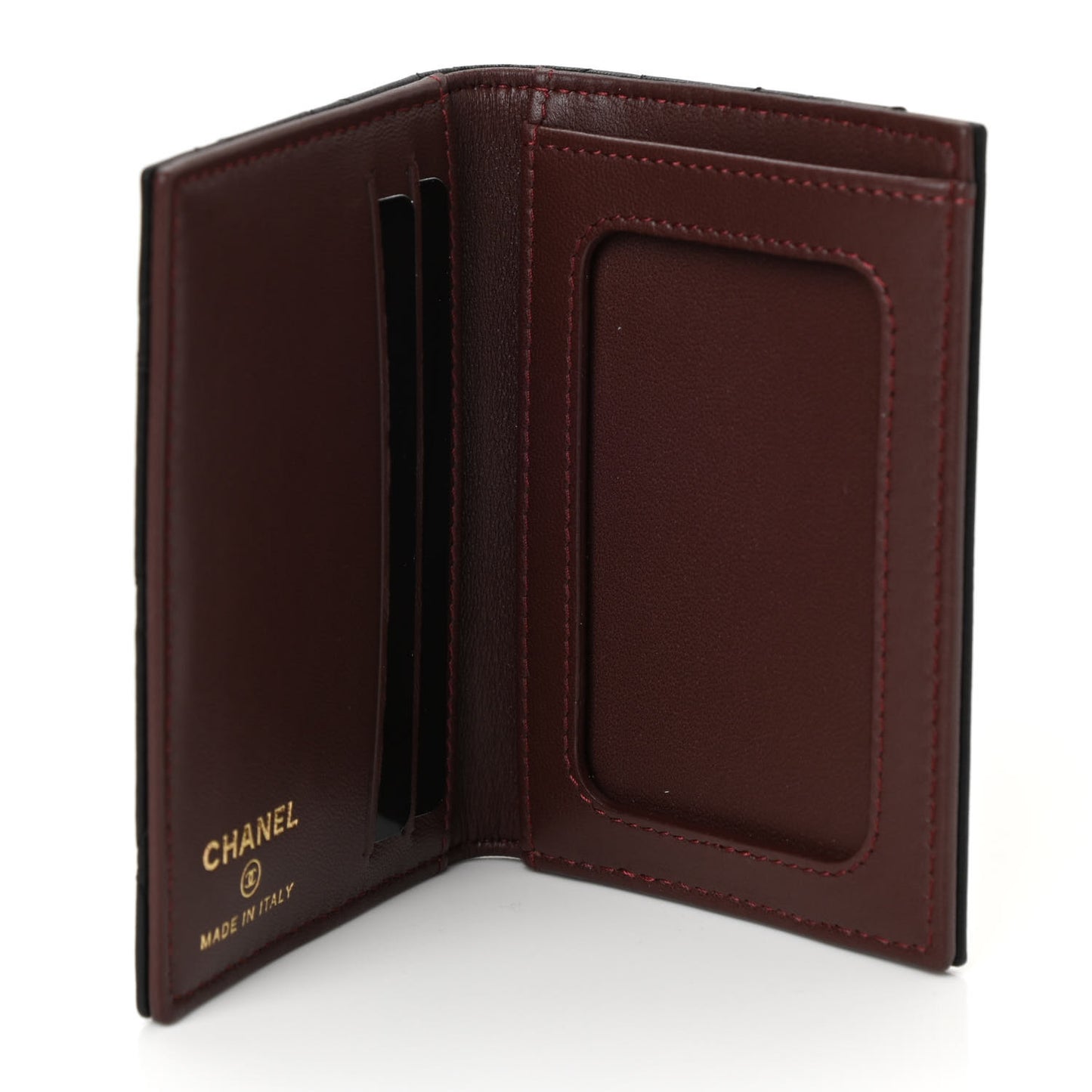 Lambskin Quilted Card Holder Wallet Black