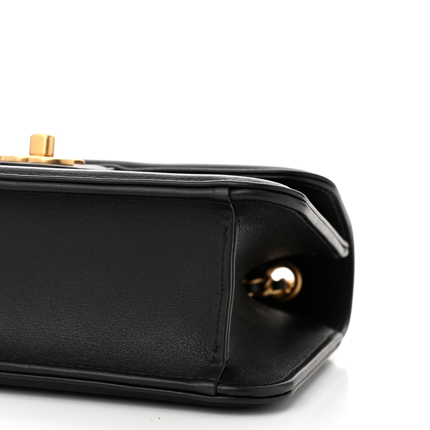 Lambskin Calfskin Mini Chocolate Bar Flap Bag Black