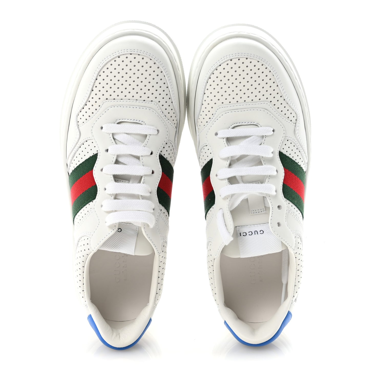 Calfskin Web Perforated Womens Platform 55mm Sneakers 39.5 White Bright Splash