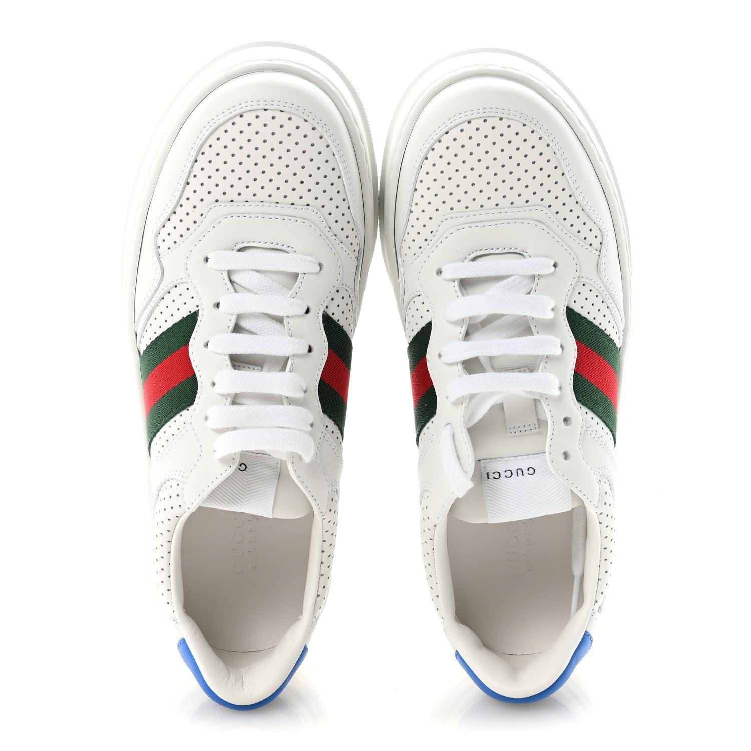 Gucci Calfskin Web Perforated Womens Platform 55mm Sneakers 39.5 White Bright Splash 2 of 9